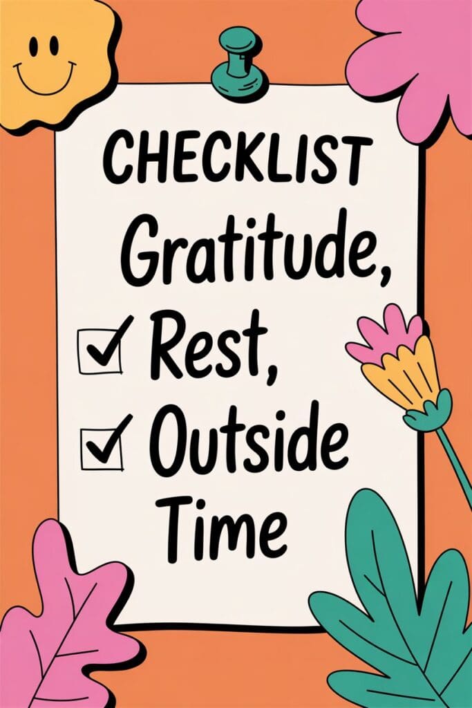Realistic daily habits for overwhelmed moms can include simple gratitude and self-care tasks.