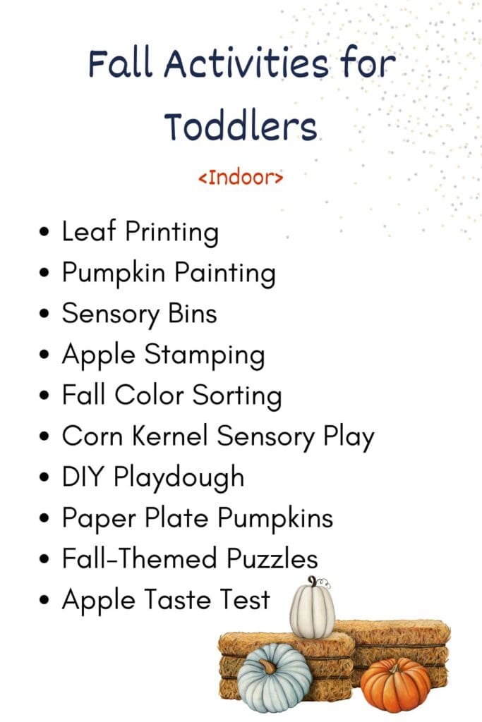 "Toddler doing a fall-themed craft indoors."