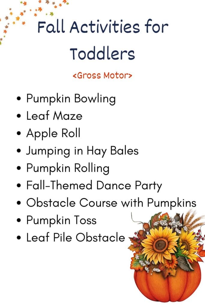 "Toddler participating in physical fall activities."