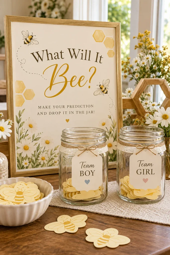 Ivory table setting with yellow napkins and a honeycomb place card