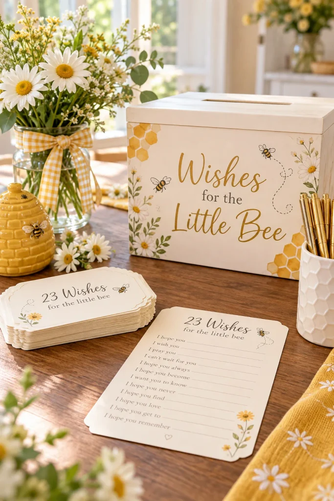 Wish cards and a keepsake box for messages to the new baby