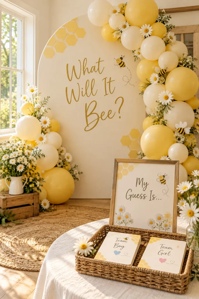 Photo corner with a "My guess is..." sign next to the main backdrop