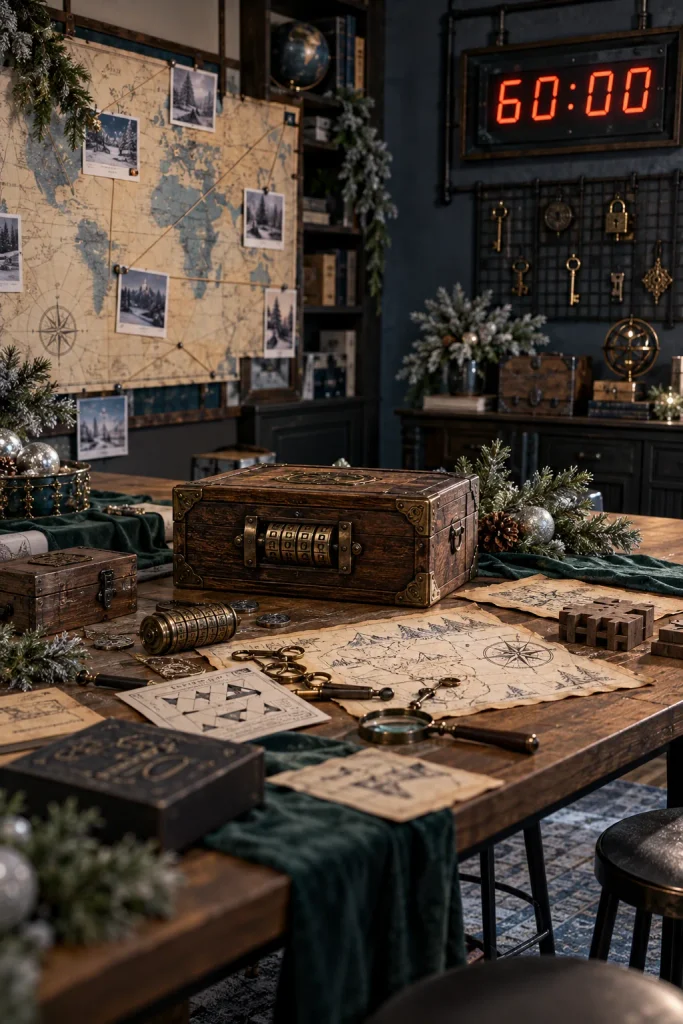 Group solving puzzles together in an escape room