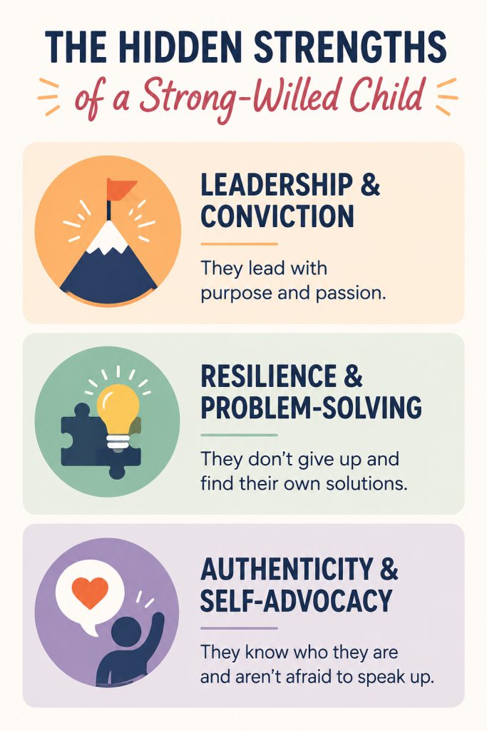 Infographic showing the three hidden strengths — Leadership & Conviction, Resilience & Problem-Solving, Authenticity & Self-Advocacy