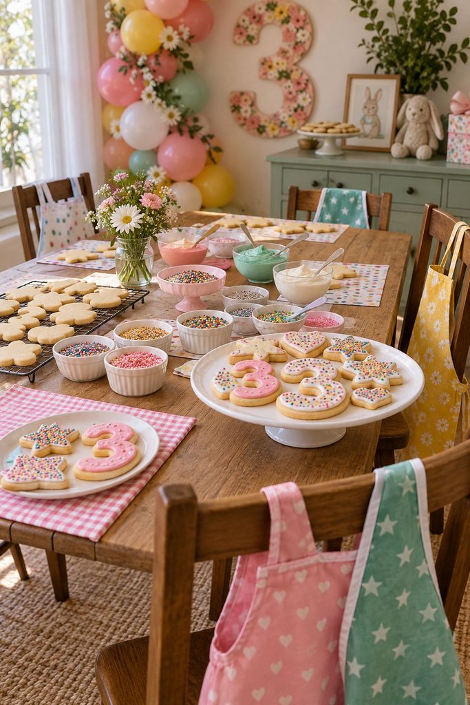 DIY cookie decorating station for a kids birthday party