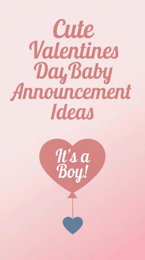 Sweet valentines baby announcement ideas Pinterest pin with cartoon design