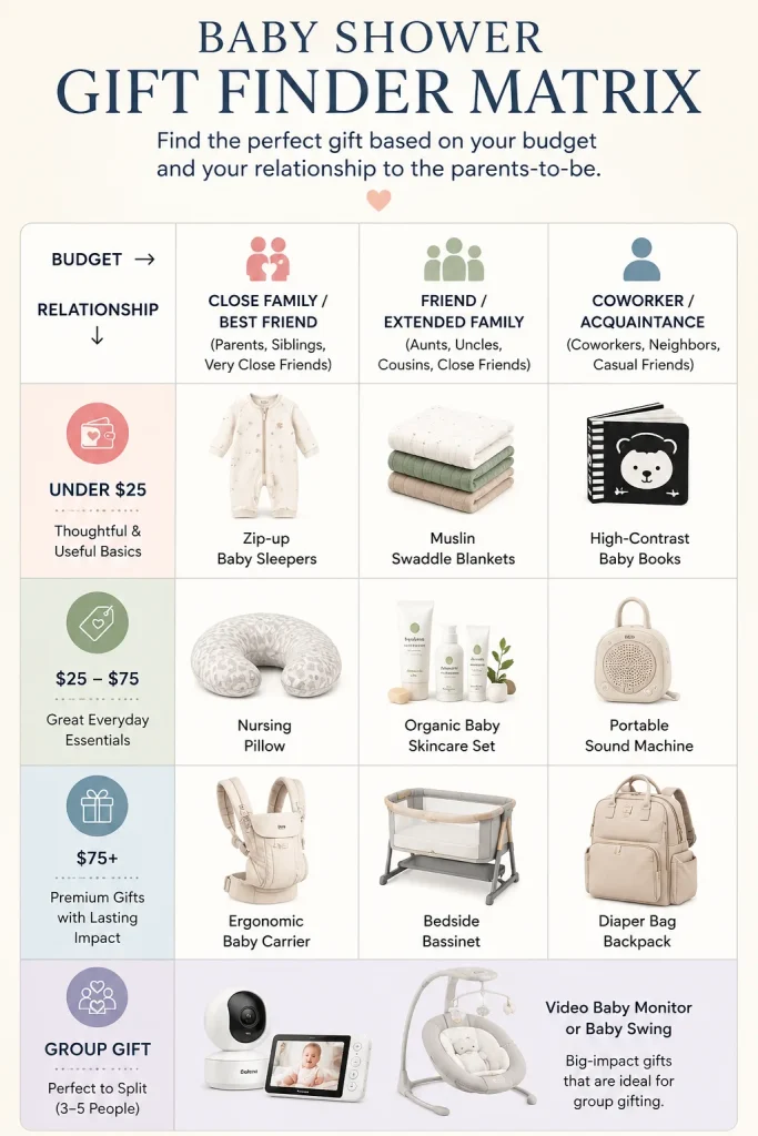 A simple visual grid showing the gift matrix categories