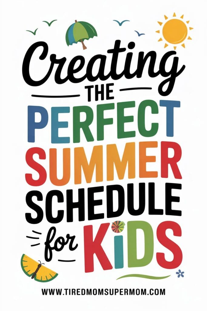 “Visual summer schedule for kids with fun daily activity ideas, printable checklist, and routine tips to keep children happy and engaged all season”