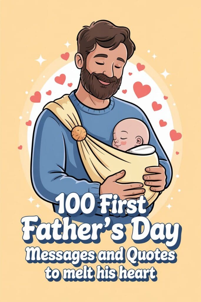 "100 first Father's Day card messages and quotes to melt a new dad’s heart, Pinterest graphic"