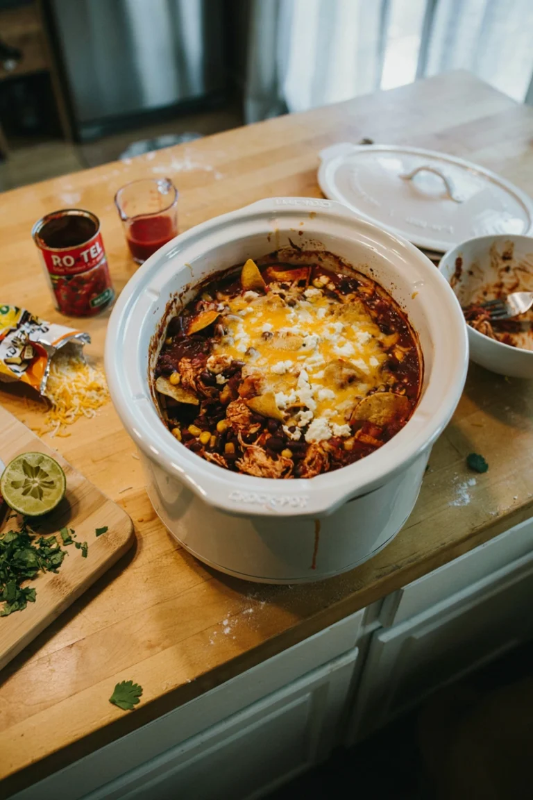 Dump and Go Crockpot Chicken Enchilada Casserole