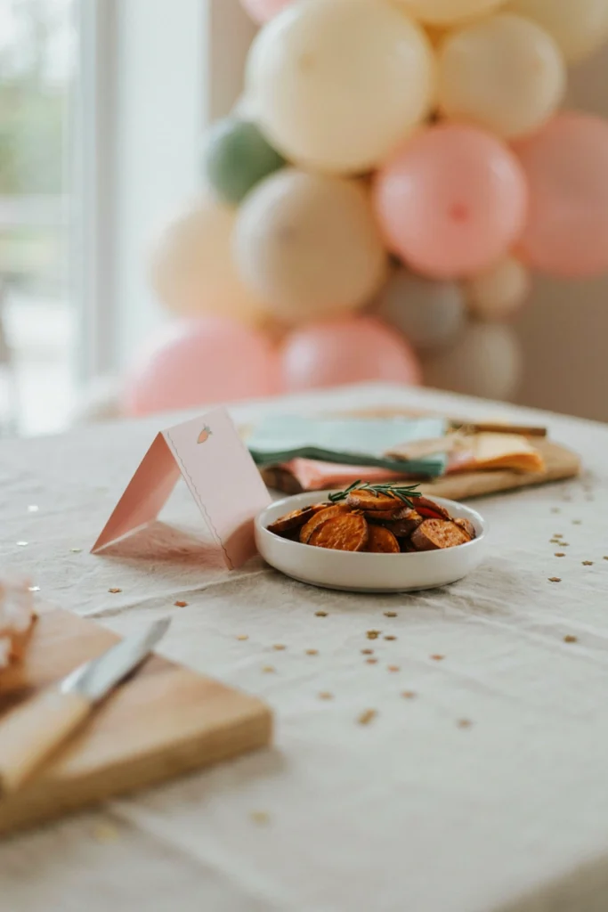 Roasted sweet potato coins for a first birthday party finger food