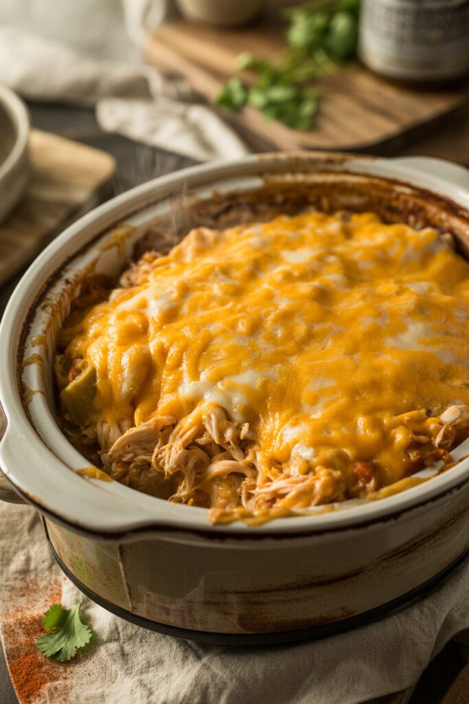 Slow Cooker Chicken Enchilada Casserole