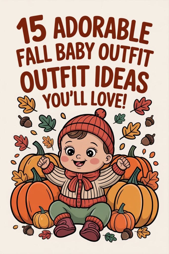"Pinterest graphic for fall baby outfit ideas with cozy baby fall clothes"