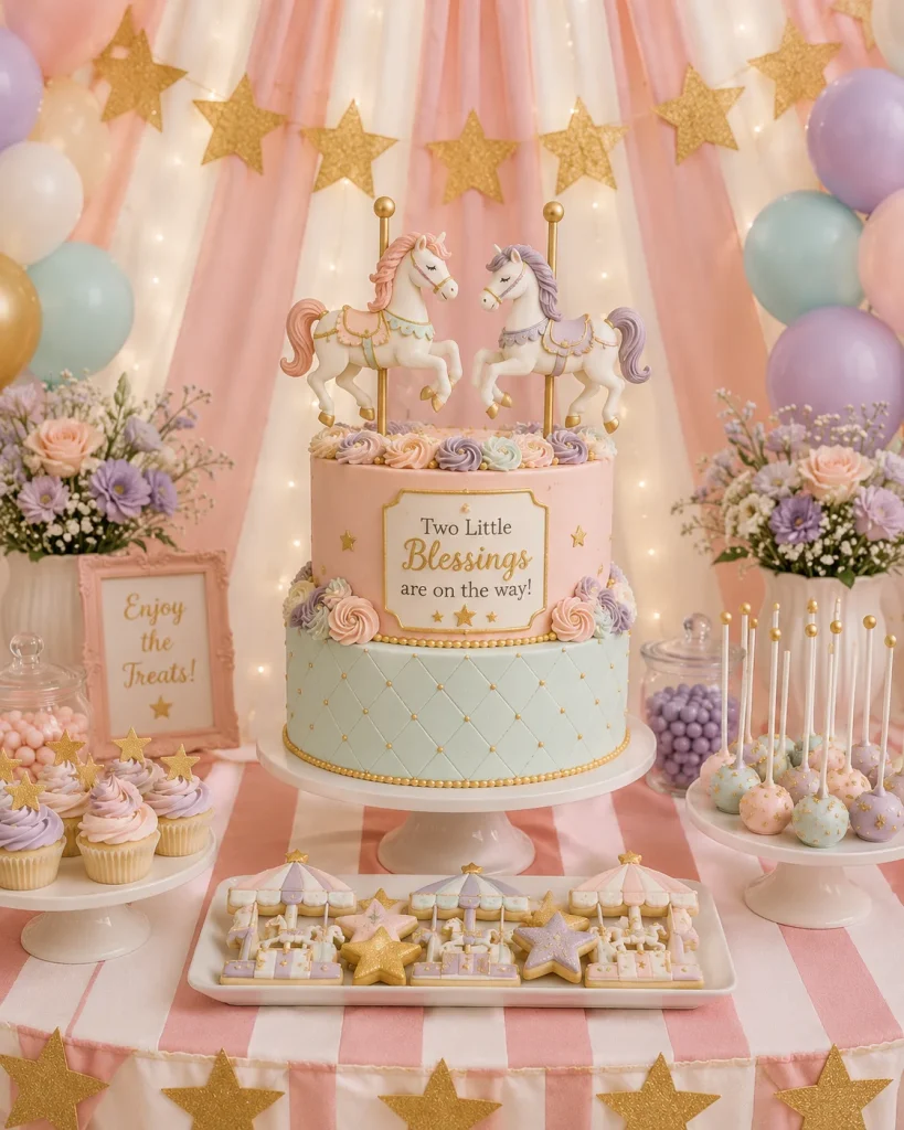 Soft rainbow palette table setting for a rainbow baby twin shower