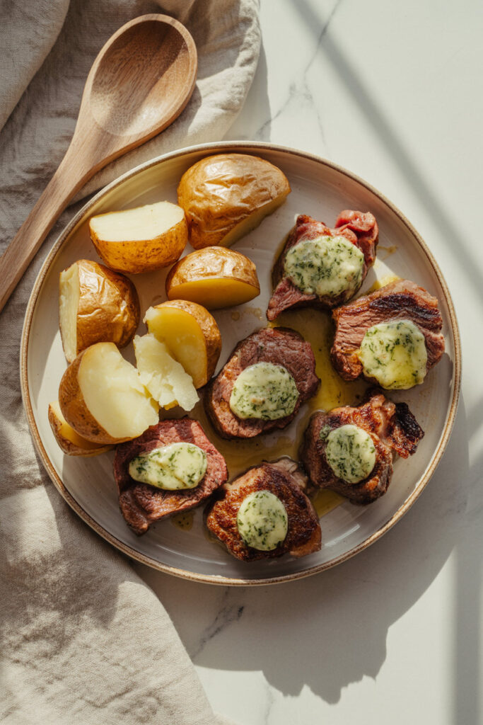 Garlic Butter Steak Bites with Crispy Potatoes