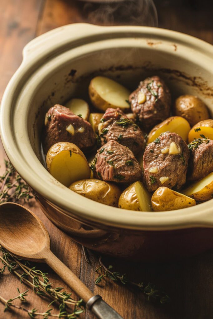 Crockpot Garlic Butter Beef Bites