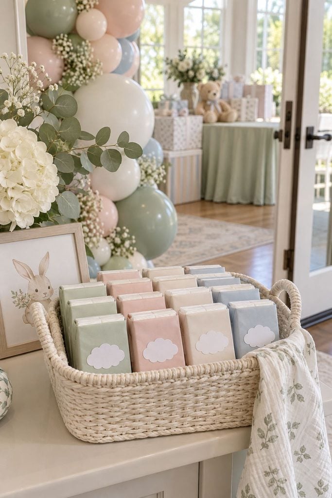 Baby shower favor idea: Mini tissue packs with a "for happy tears" label