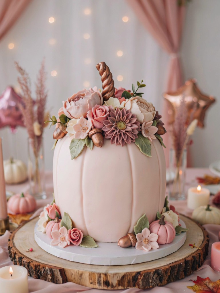 Blush Pumpkin Baby Shower Cake