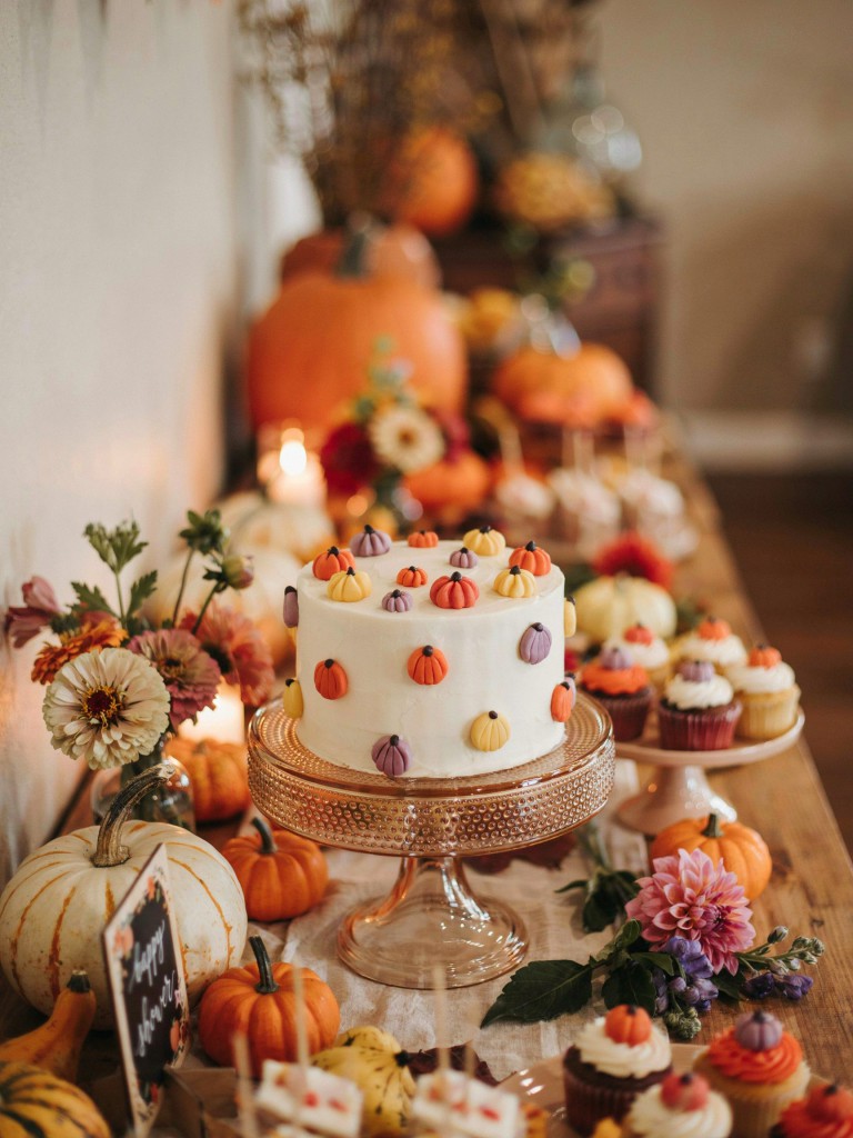 Simple Pumpkin Sprinkle Baby Shower Cake