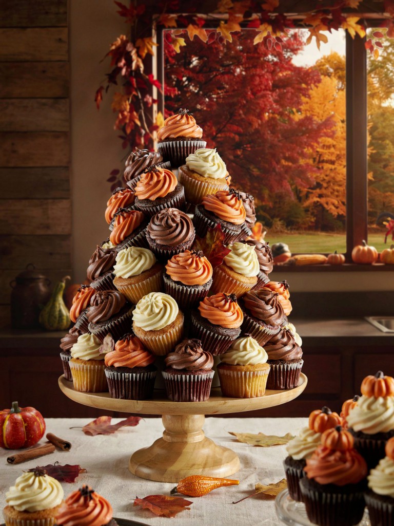 Fall Cupcake Tower Baby Shower Display