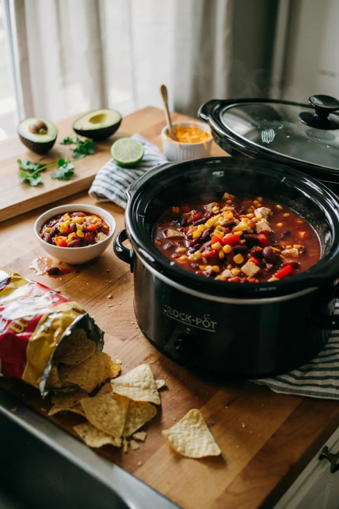 Vegetarian Slow Cooker Chili, a freezer meal to prep before baby arrives