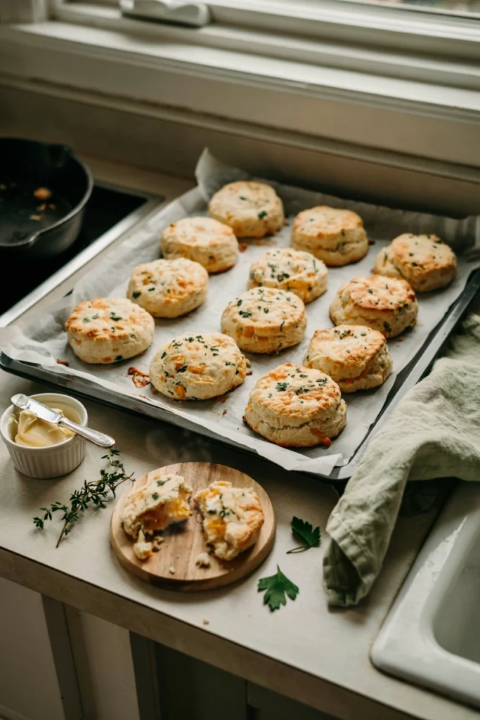 Cheddar and Herb Freezer Biscuits, a freezer meal to prep before baby arrives