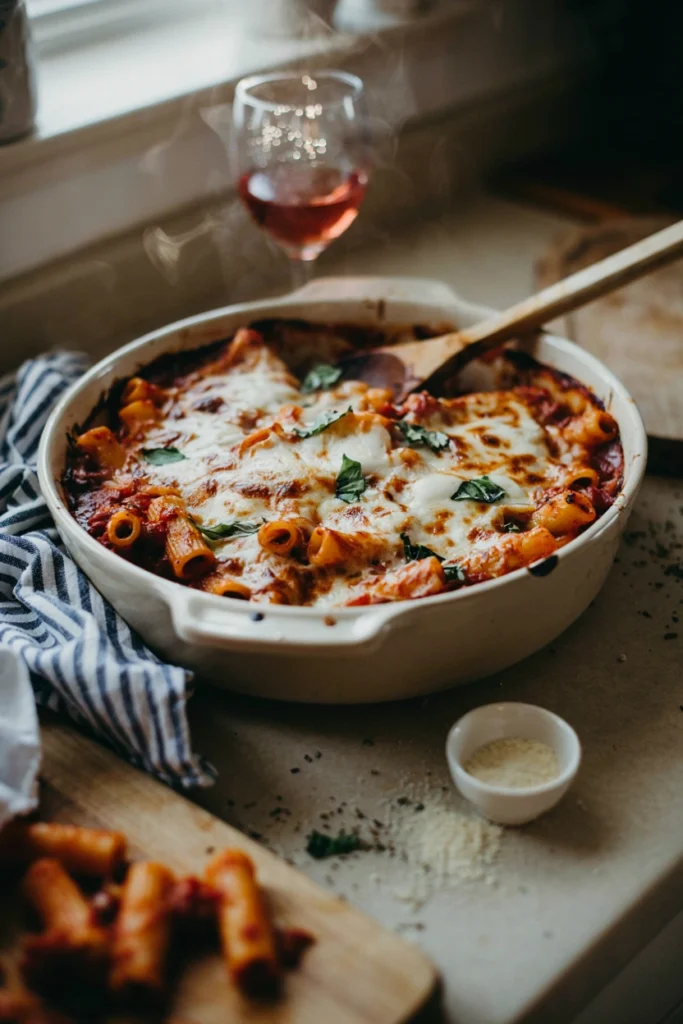 Baked Ziti with Italian Sausage, a freezer meal to prep before baby arrives