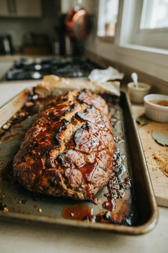 Turkey Meatloaf with Brown Sugar Glaze, a freezer meal to prep before baby arrives