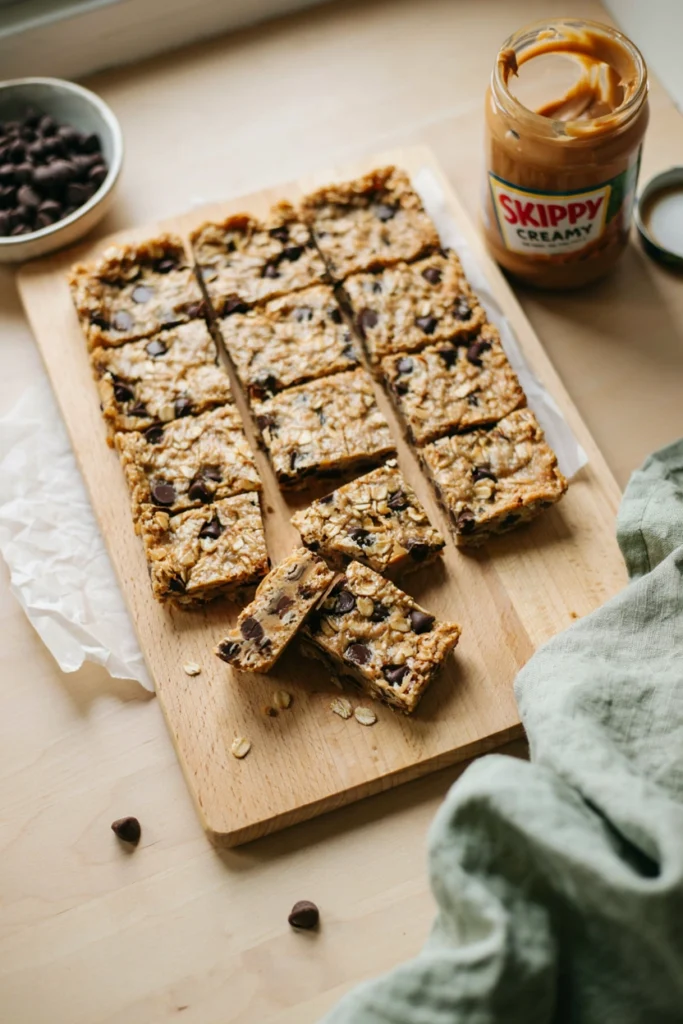 No-Bake Peanut Butter Protein Bars, a freezer meal to prep before baby arrives