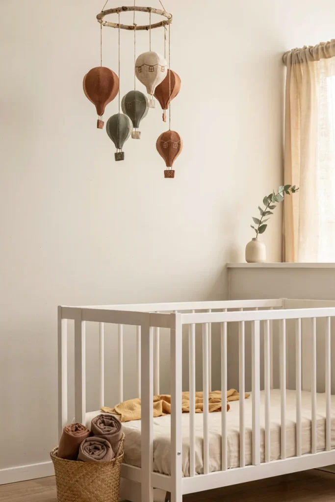 Felt hot air balloon nursery mobile keepsake