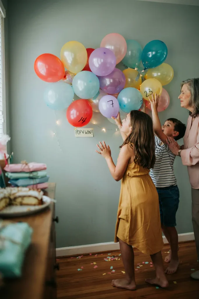 Guess how high hot air balloon prize game with colorful balloons