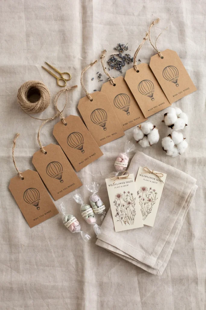 Kraft paper hot air balloon luggage tag party favors
