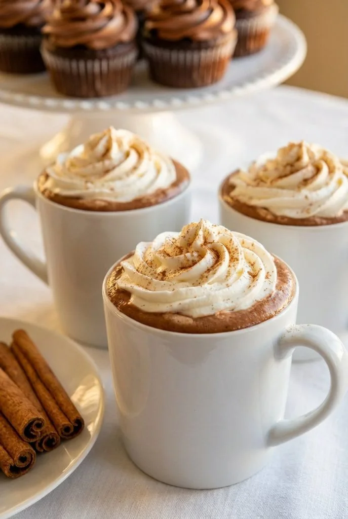 Cinnamon dusted hot chocolate bar for a fall baby shower