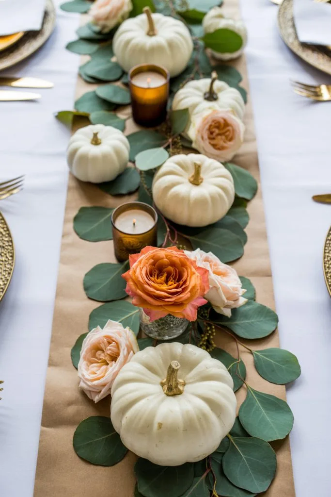Gingham table runner rustic fall baby shower table setting