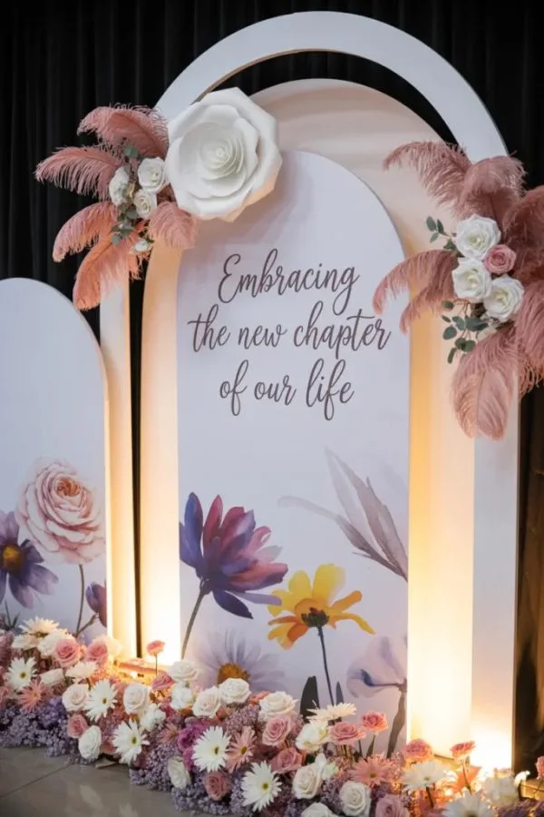Storybook themed fall baby shower styling with stacked books