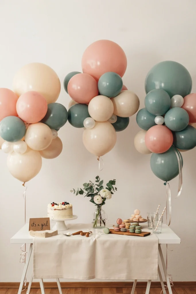 Three separate balloon clusters on a wall instead of one connected arch