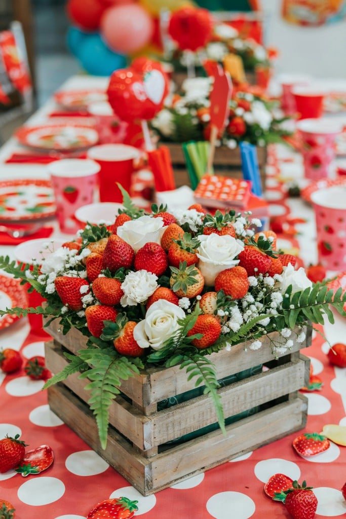 Strawberry Floral Centerpiece For The Food Table 