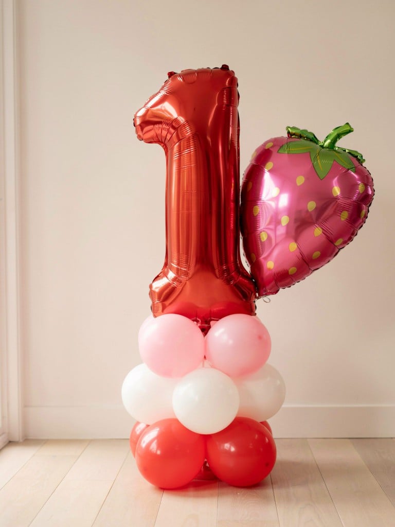 Strawberry Number One Balloon Display