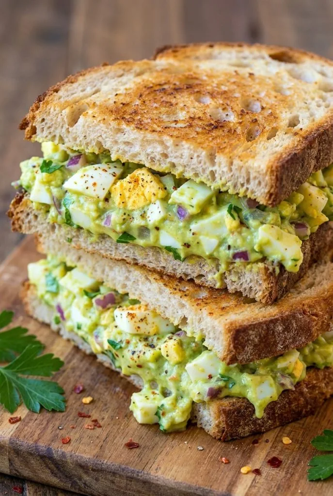 Classic egg salad sandwich on soft white bread