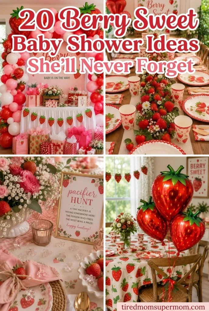 Pinterest pin for 20 berry sweet baby shower ideas