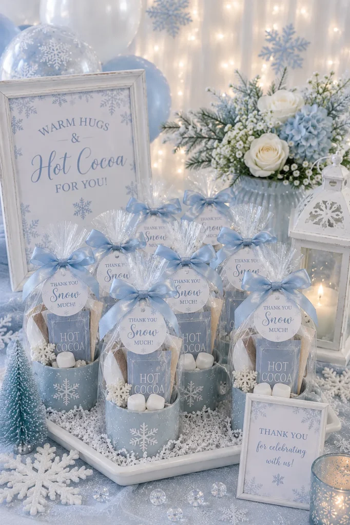 Snowflake sugar cookies packaged in clear window take-home boxes