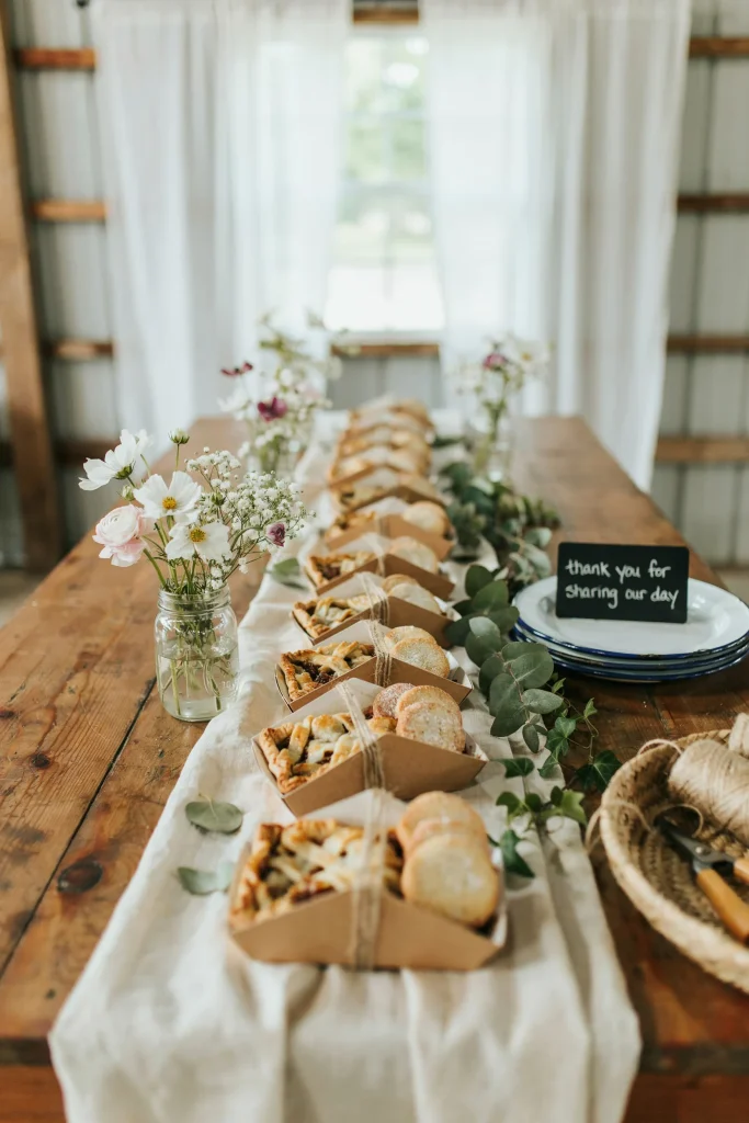 Kraft paper pie slice wedge favor boxes for a first birthday party