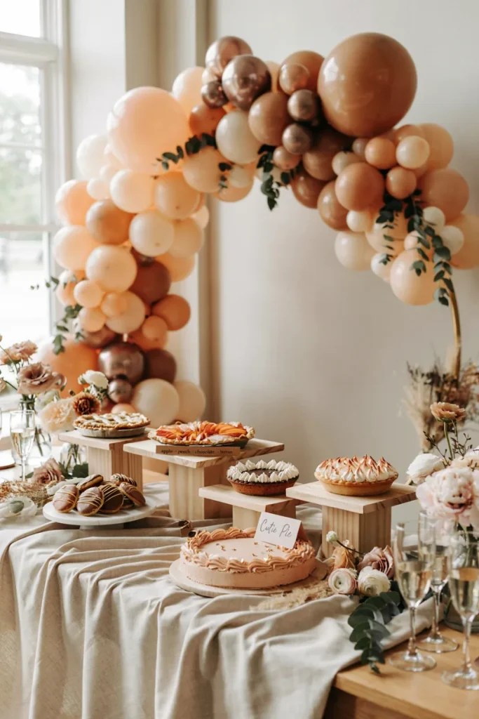 Organic balloon arch in cream rust and sage with dried pampas grass