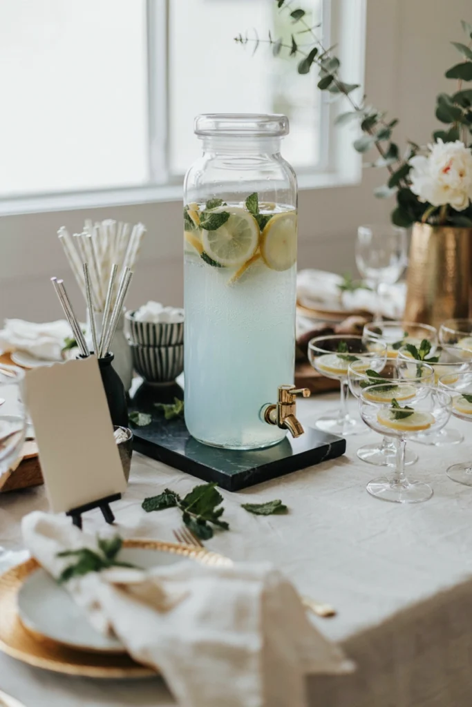 Baby's first assist signature mocktail drink station for a hockey baby shower