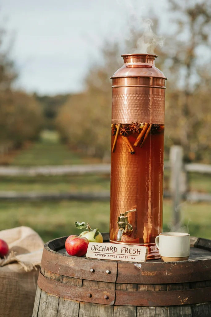 Copper apple cider dispenser drink station