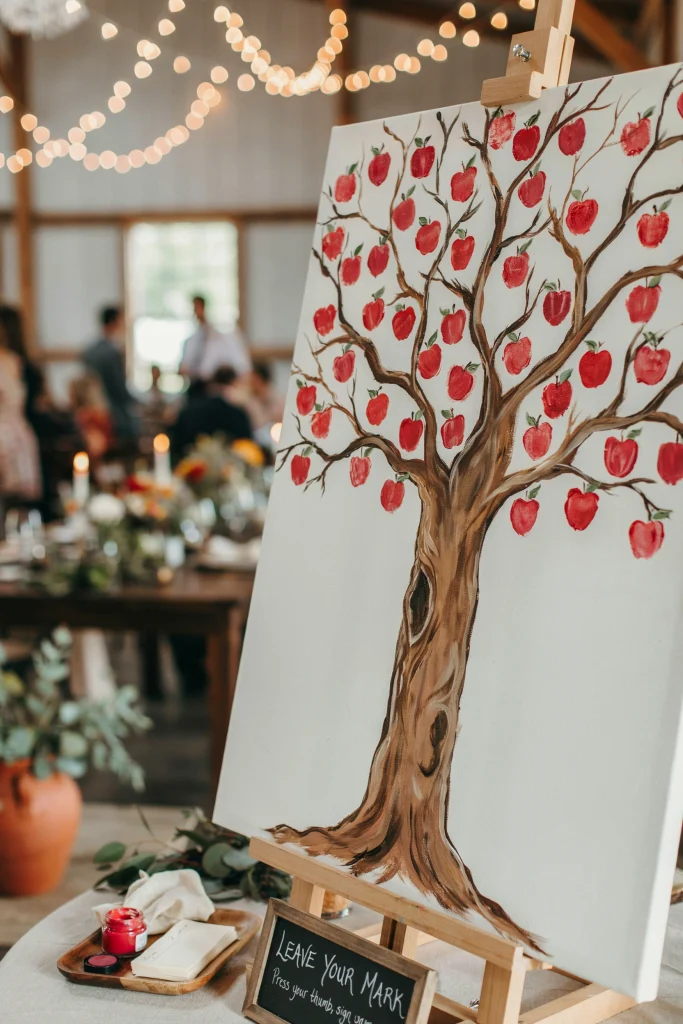 Apple orchard thumbprint guest book tree
