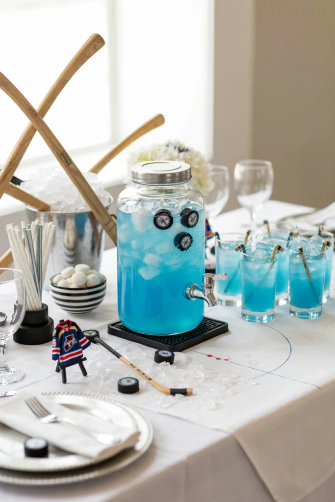 Baby's first assist signature mocktail drink station for a hockey baby shower