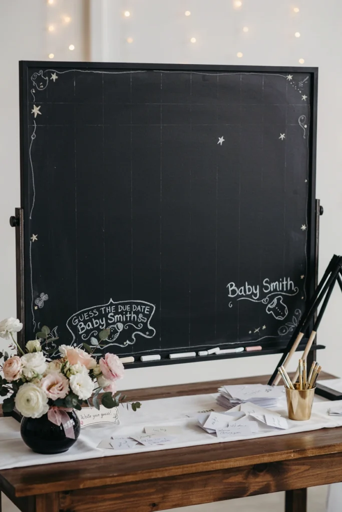 Guess the due date scoreboard sign for a hockey baby shower