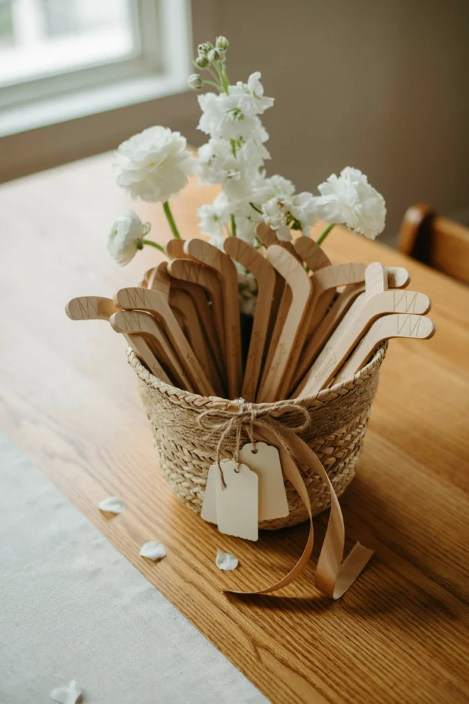 Personalized mini hockey stick party favors for a hockey baby shower