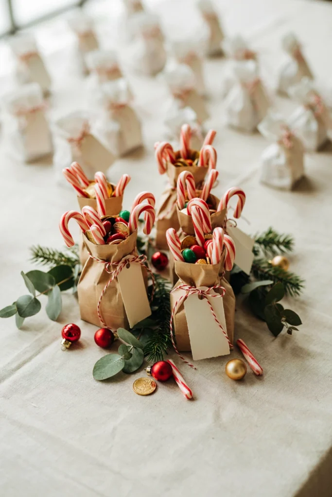 Stink stank stunk kraft paper favor bags with candy canes